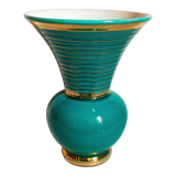 Art-deco vase in green and gold slip