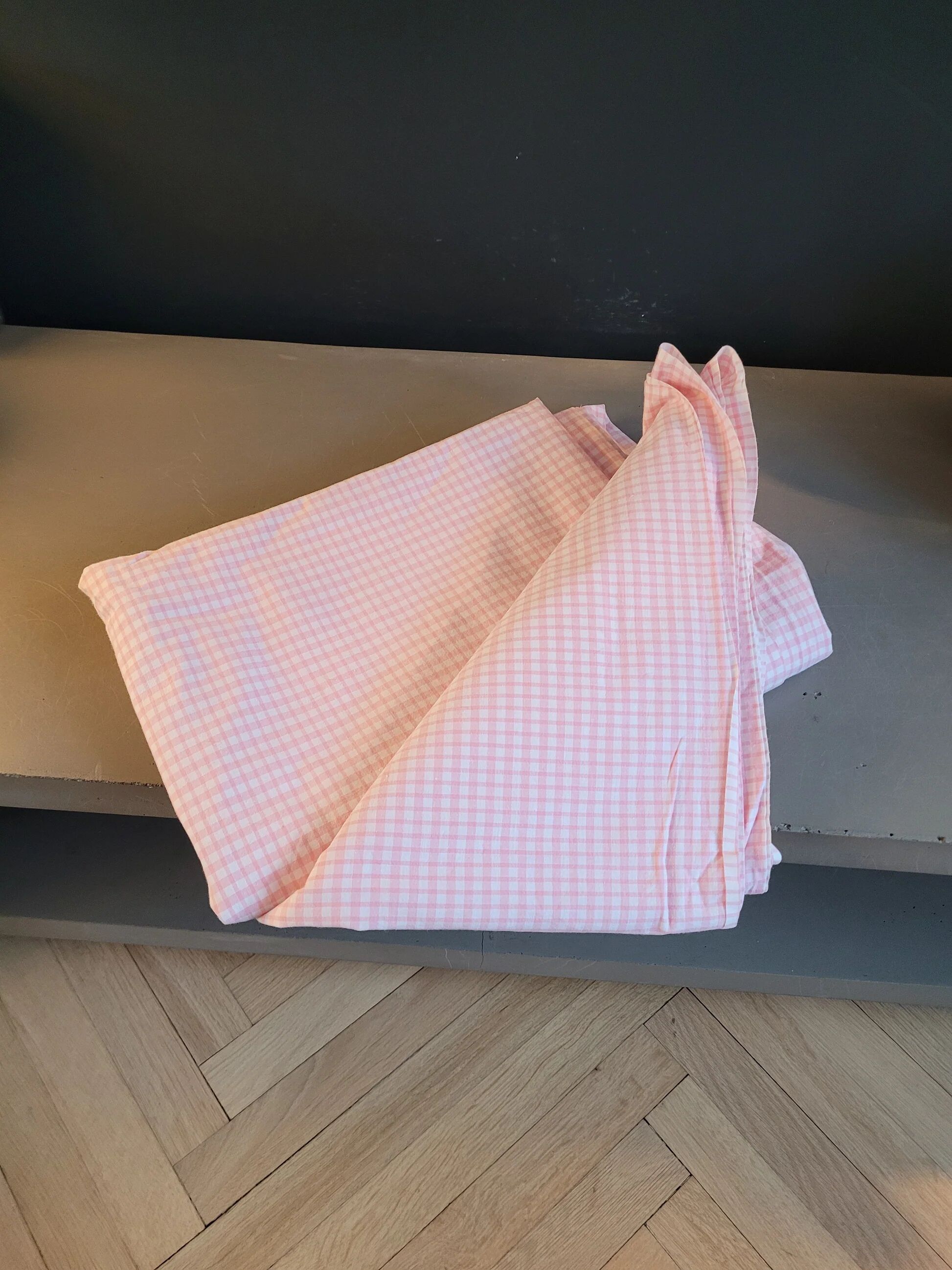 Drap - pièce de tissu - nappe vichy rose - 290x220cm - 912