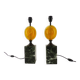 Pair of Maison Charles egg fractal resin and marble lamps