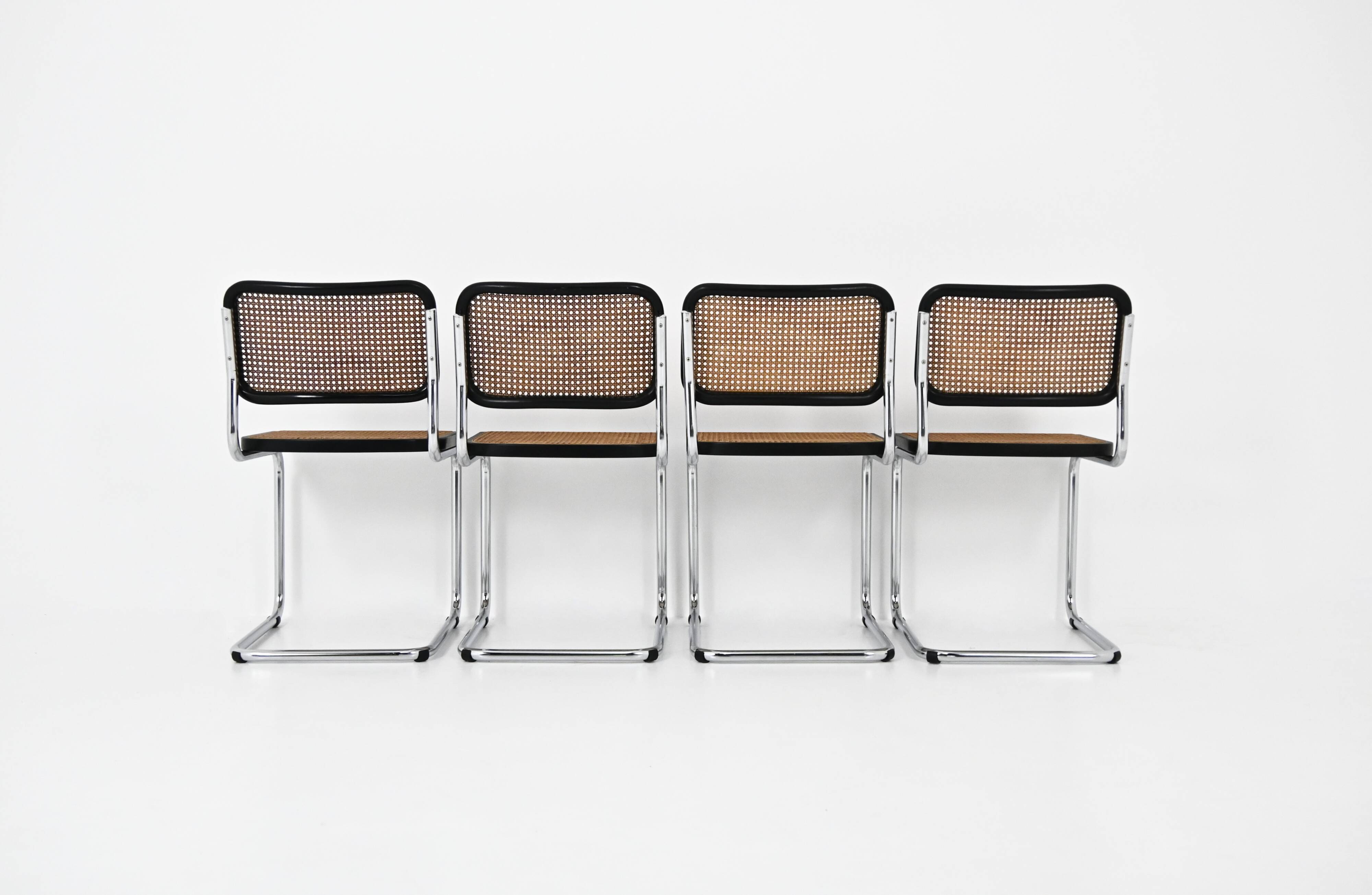 Set of 4 B32 model dining chairs by Marcel Breuer.