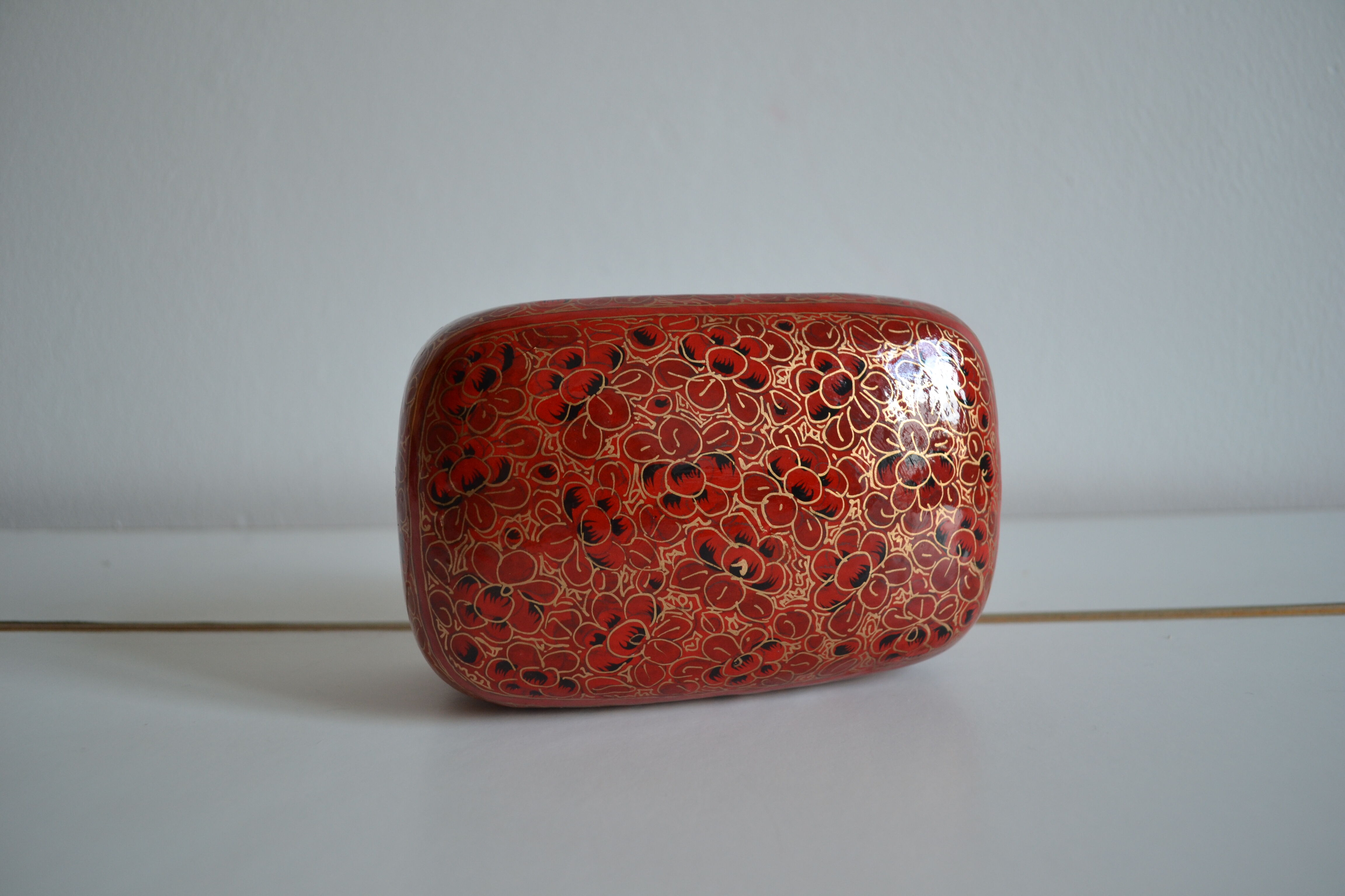 Boite a bijoux papier mache peint a la main inde xxe