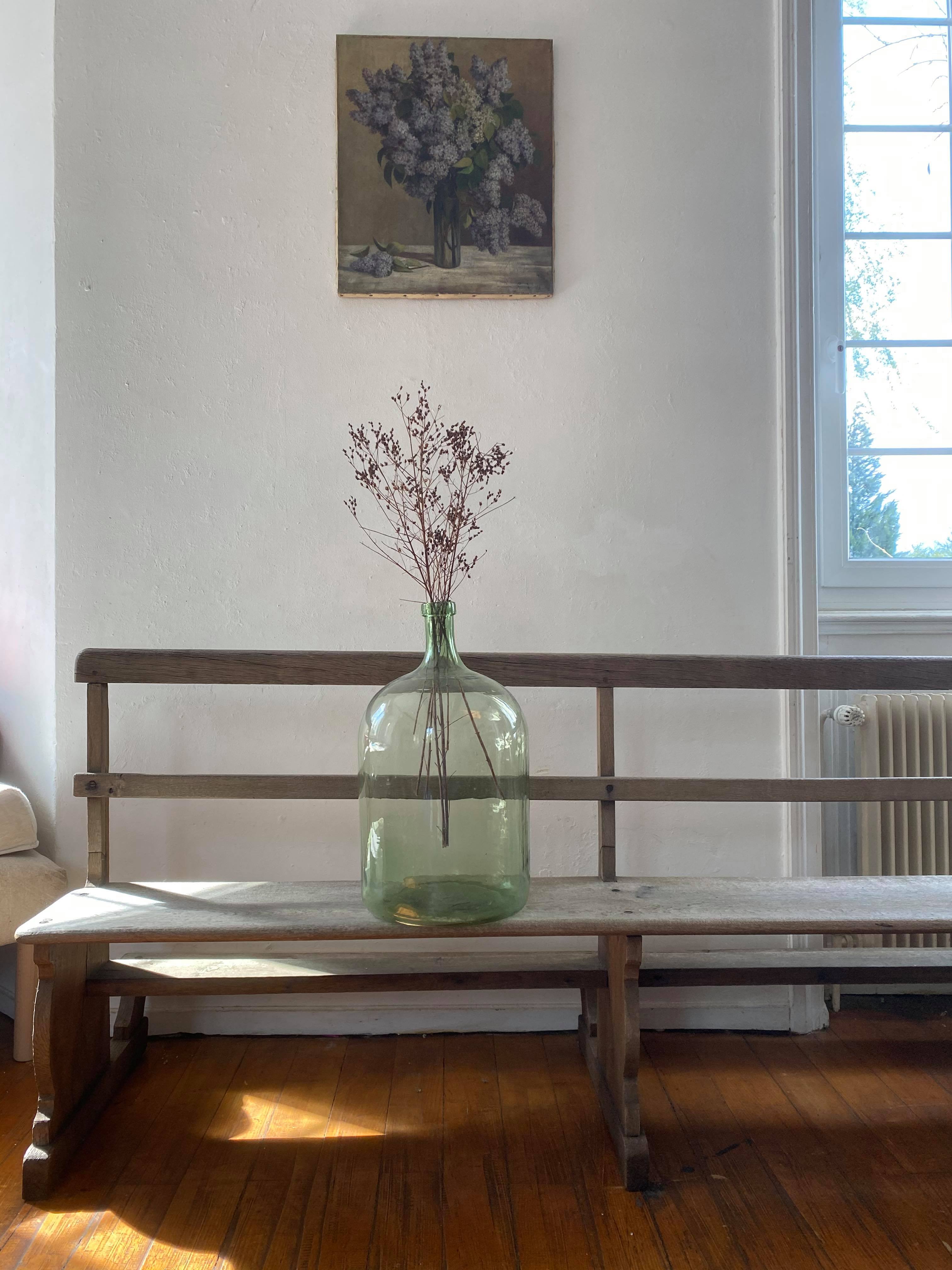 Very large church bench in patinated raw oak