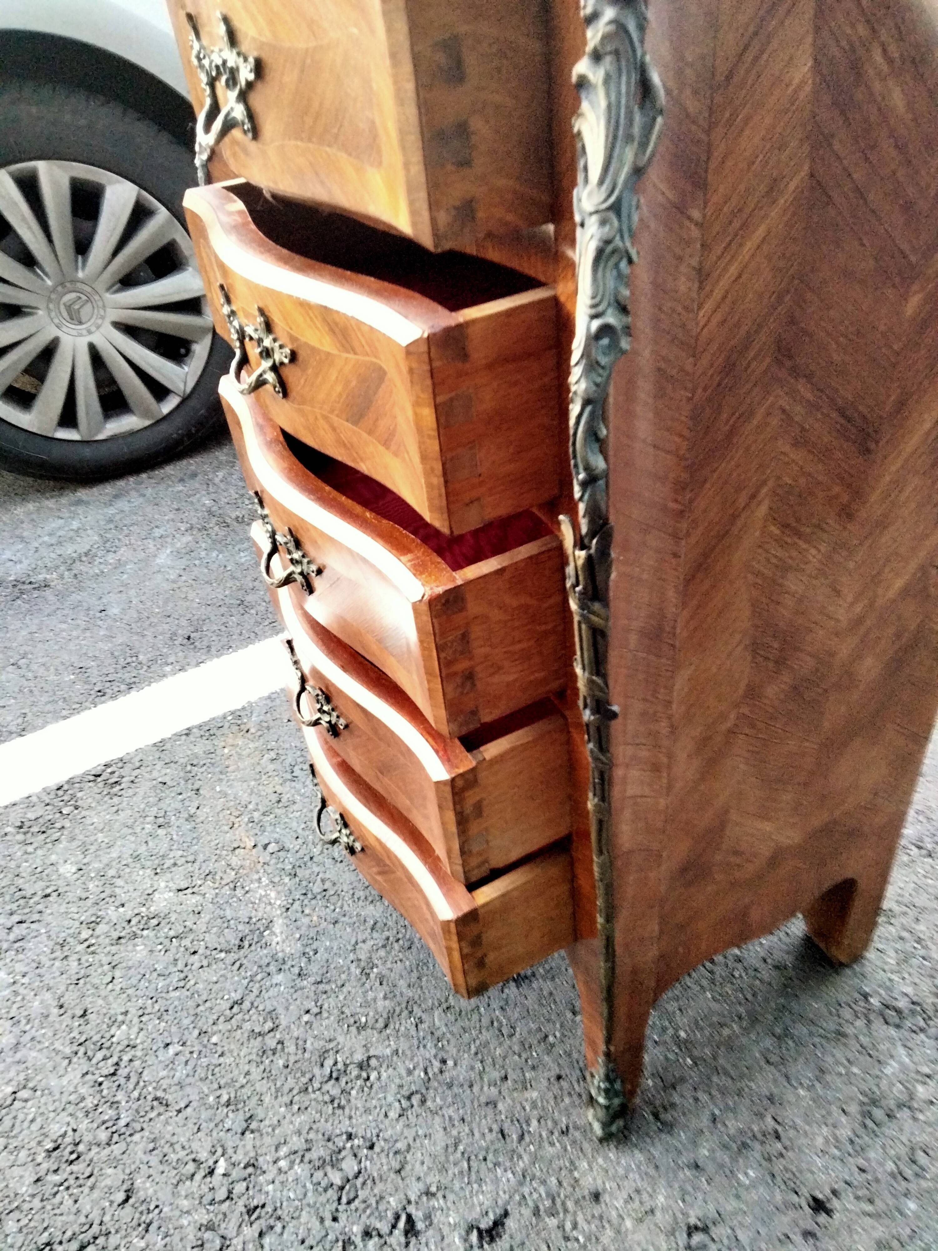 Dresser rag maker style louis xv marquetry marble top