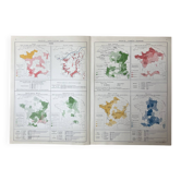 Double map plan France Agriculture Livestock 55.5x37.5cm