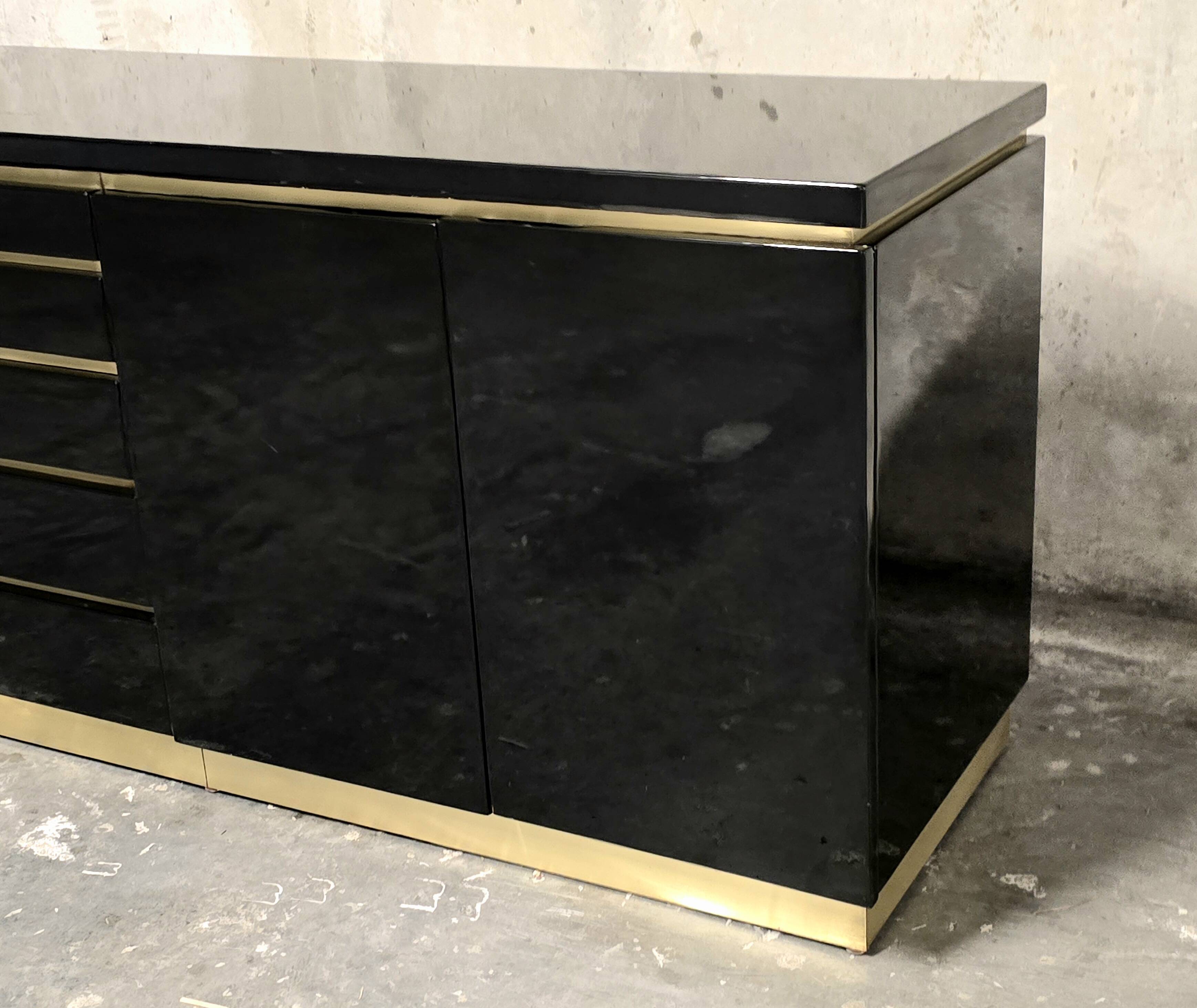 Jean-Claude Mahey for Maison Romeo Paris — Sideboard in black lacquer and milk.