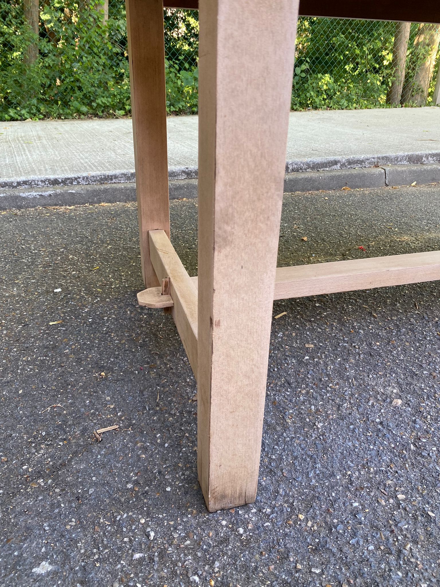Renovated farmhouse table desk in oak, 110cm from the 1920s.