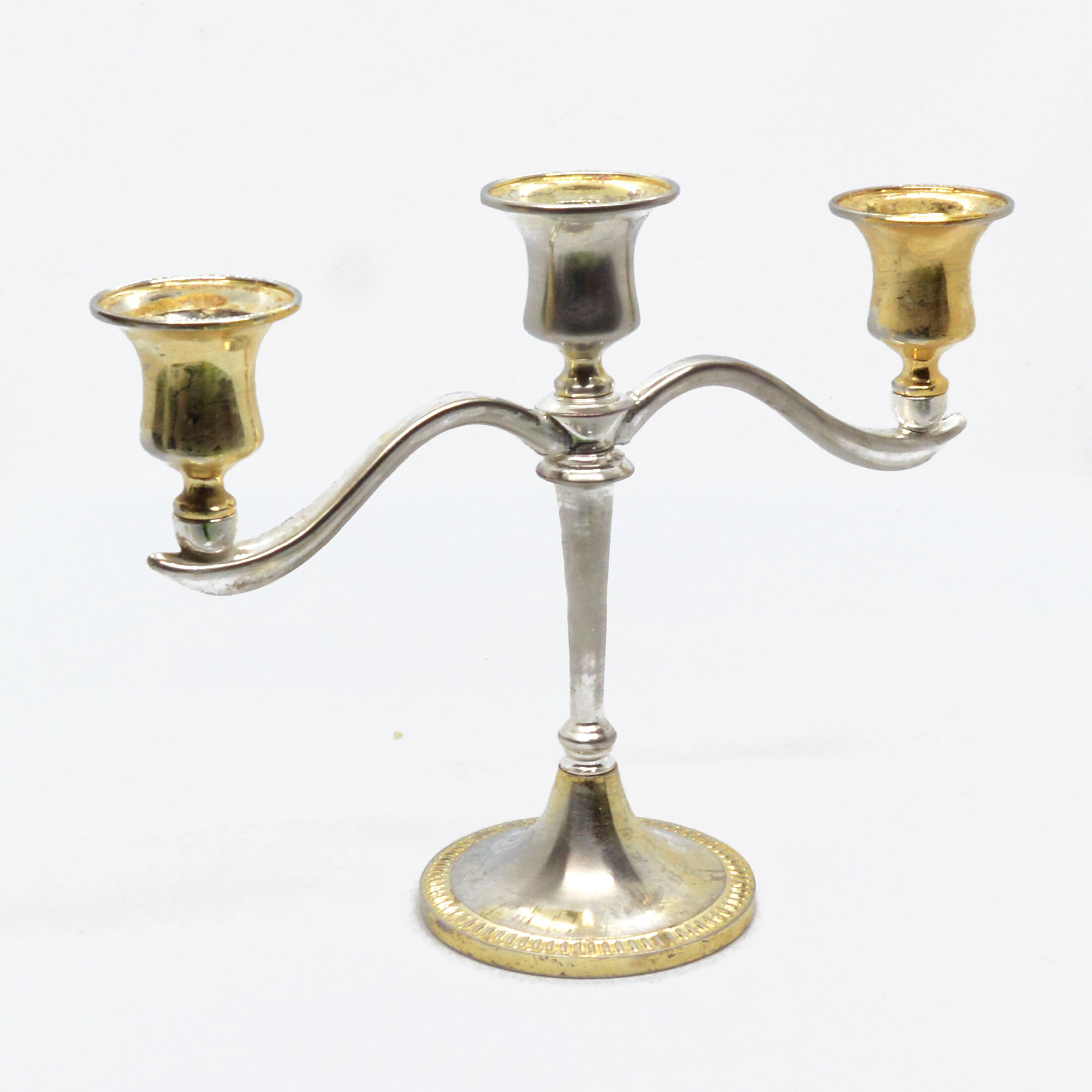 Three-branched plated candlestick, France of the south of the 20th century