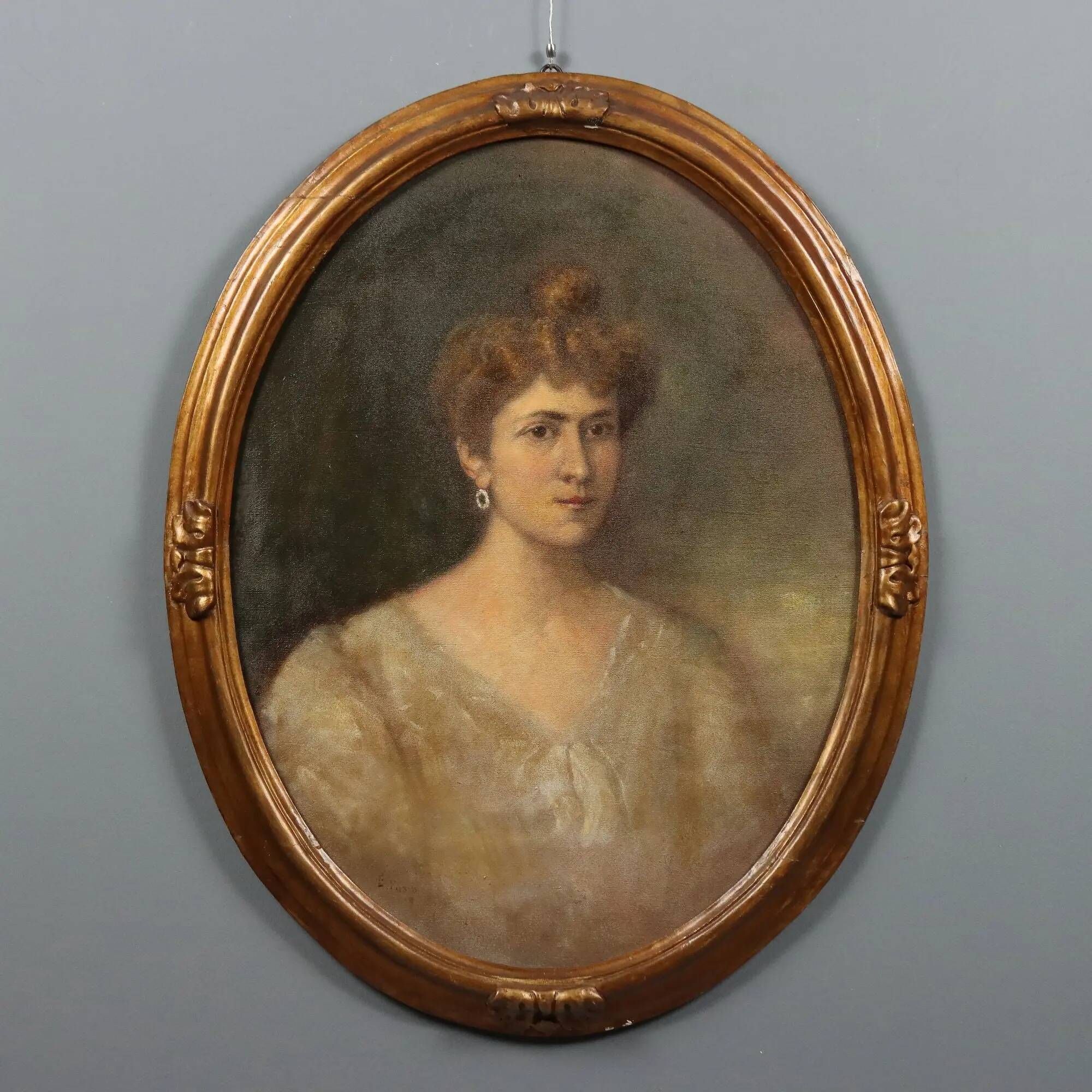 Modern painting, portrait of a young woman, oil on canvas '900
