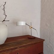 Vintage Midcentury desk lamp in brown leather and chrome Atelje Lyktan, Sweden