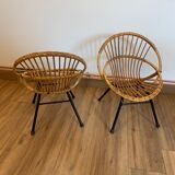 Pair of rattan armchairs for children