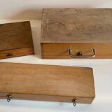3 vintage dovetail wooden boxes