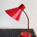 Lamp cocotte red gooseneck brass perforated stars