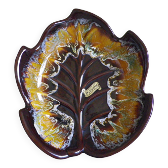 Vallauris dish, hand-made ceramic, leaf shape