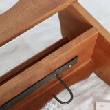 Vintage wooden wall shelf and hooks