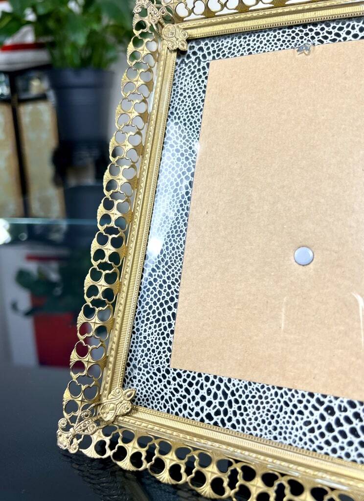 Vintage Photo Holder Frame - Golden Metal Glass - 20th Century Design Decoration - 1950 - 60s