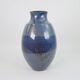Large blue glazed ceramic vase signed under the base