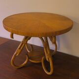 Table basse circulaire en bambou, années 1960