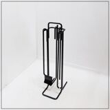 Ensemble d'accessoires de cheminée minimaliste en métal noir 'Mace-Line' par Ann Maes - 1970s