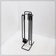 Minimalist black metal fireplace accessory set 'Mace-Line' by Ann Maes - 1970s