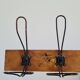 Antique wooden wall coat rack with metal hooks L200