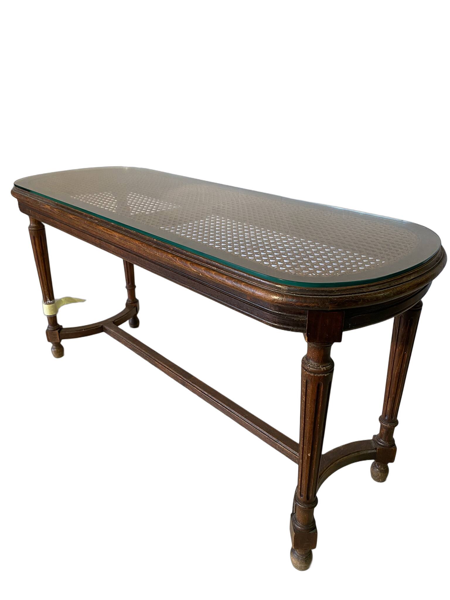 Louis XVI style 2-seater caned piano bench