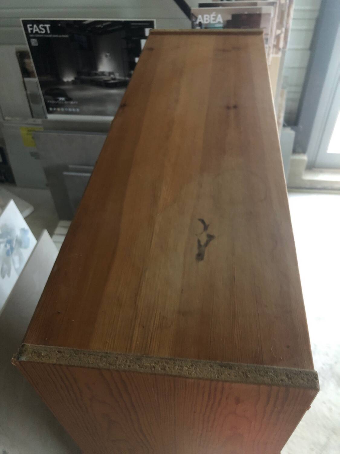 Honey-colored pine bookcase, 90s