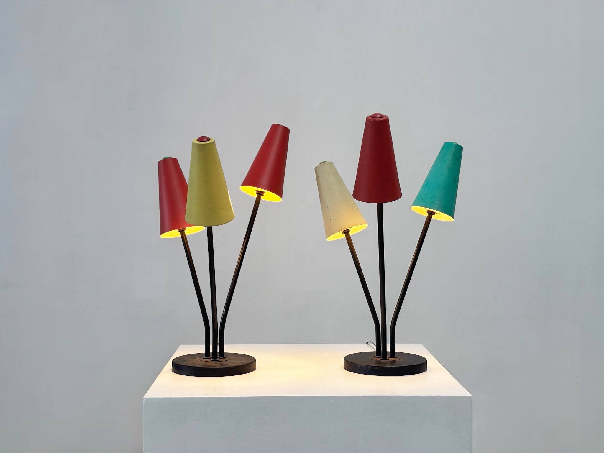 Set of two colorful table lamps