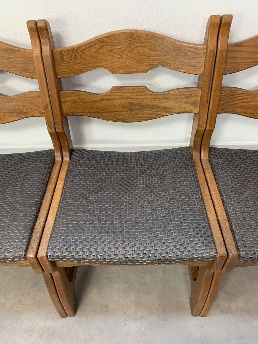 6 vintage solid wood brutalist chairs