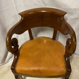 Mahogany office armchair with roll-ups