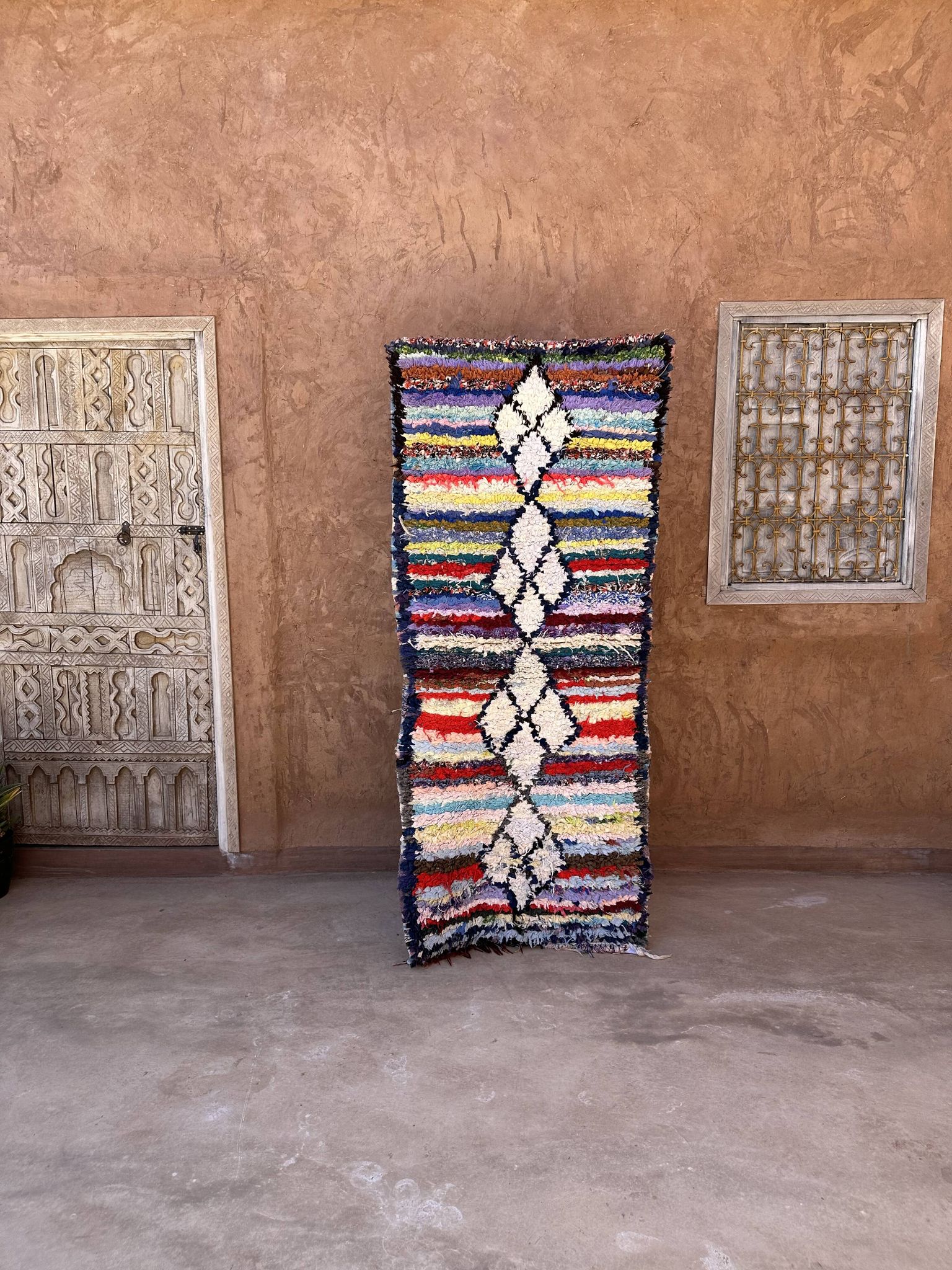 Tapis Berbère Boucherouite coloré - 80 x 189 cm
