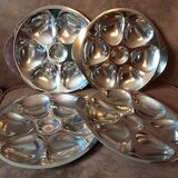 Set of 4 metal oyster plates