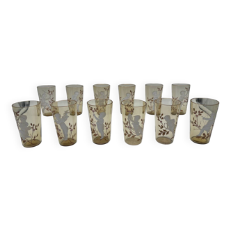 12 enamelled glasses, Mary Gregory, USA, 19th century
