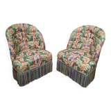 Pair of upholstered toad armchairs