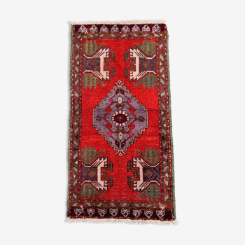 Small Vintage Turkish Rug 101x52 cm, Short Runner, Tribal, Shabby Chic