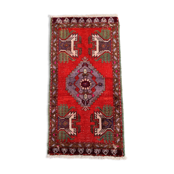 Small Vintage Turkish Rug 101x52 cm, Short Runner, Tribal, Shabby Chic