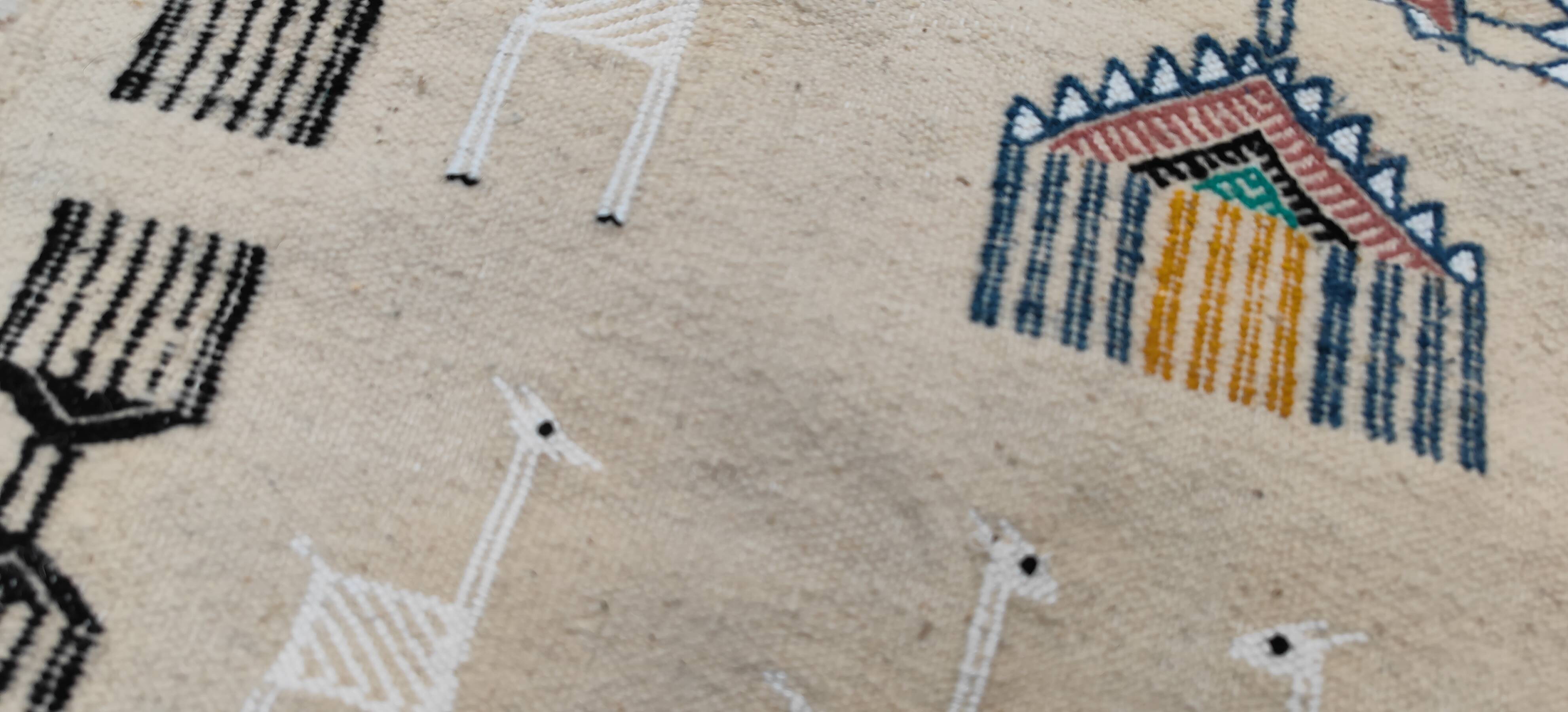 Handwoven kilim rug in natural wool
