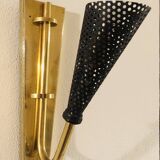 Wall lamp with reflector in rigitulle (perforated metal) from the 50s