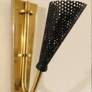 Wall lamp with reflector in rigitulle (perforated metal) from the 50s
