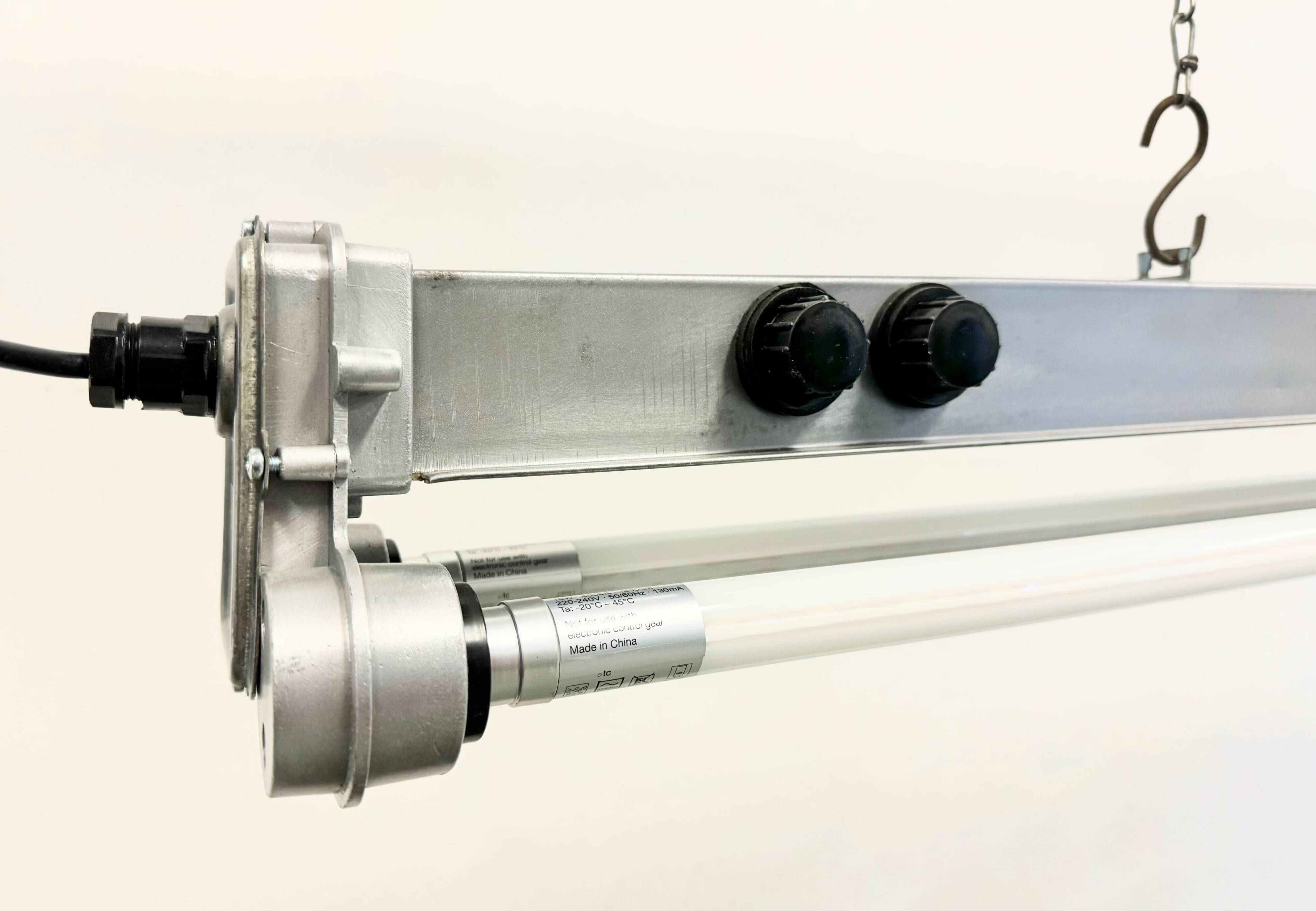 Industrial Polished  Hanging Tube Light, 1970s