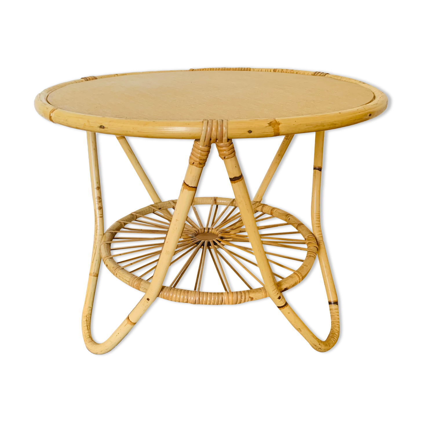 Rattan tripod coffee table