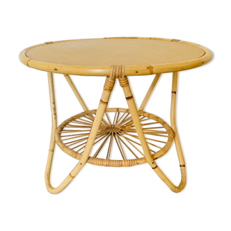 Rattan tripod coffee table