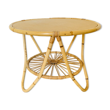 Rattan tripod coffee table