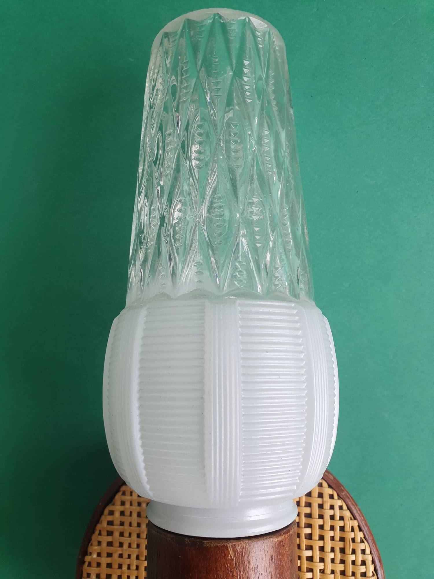 Pair of vintage rattan bamboo wall sconces