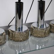Space Age ceiling lamps bubble glass and chrome by Staff, Set of 4, 1970s