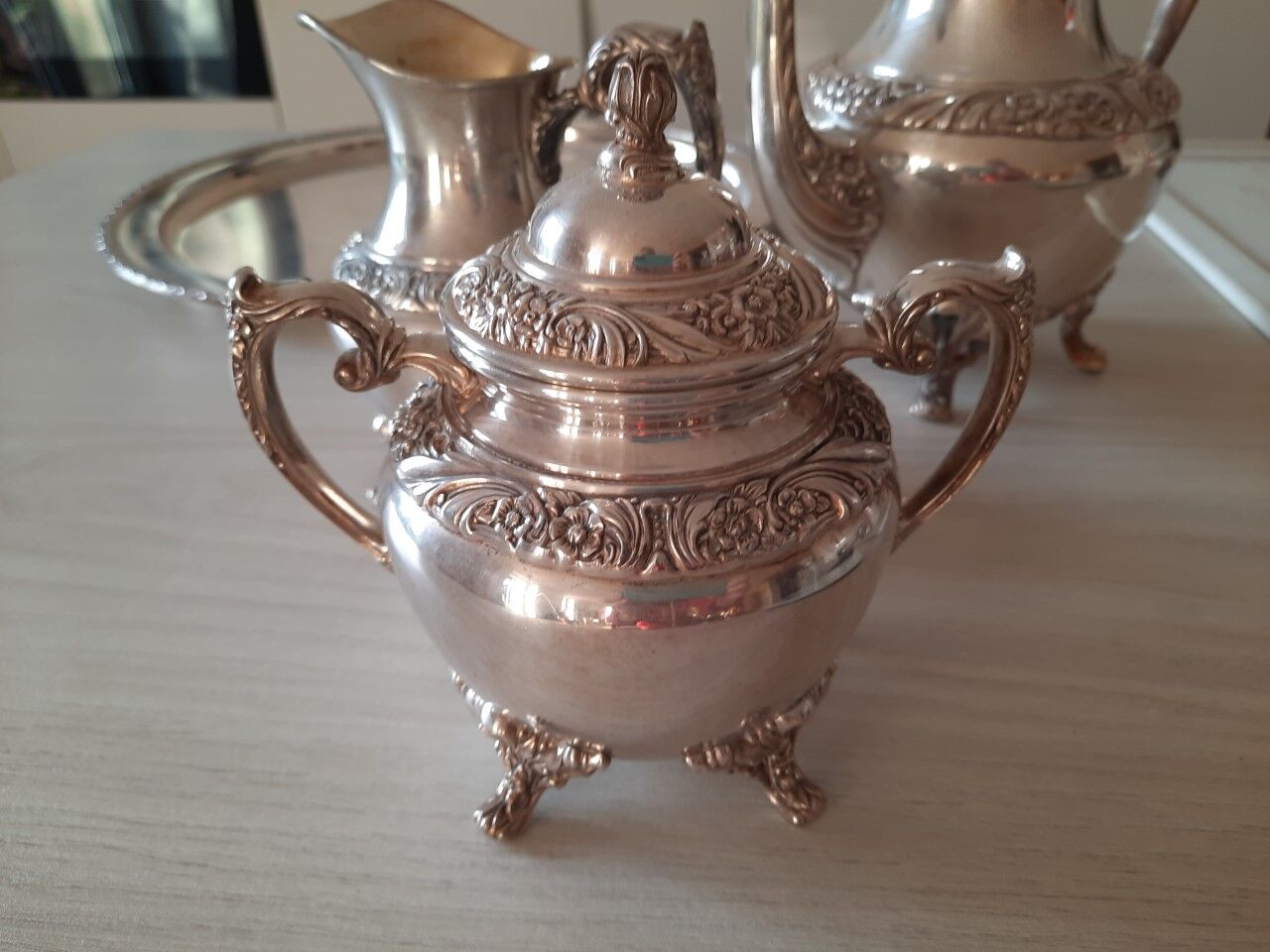 Silver metal coffee service