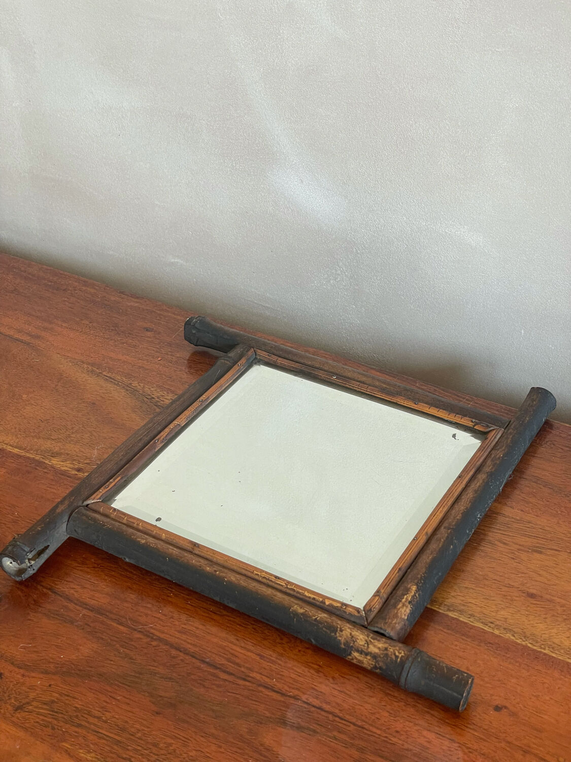 Beveled bamboo mirror