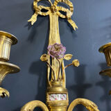 Pair of nineteenth century sconces in bronze and porcelain