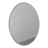 Art Deco Oval Nickel‑Plated Metal Mirror, Belgium, ca. 1925