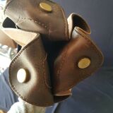 Wooden and leather folding stool