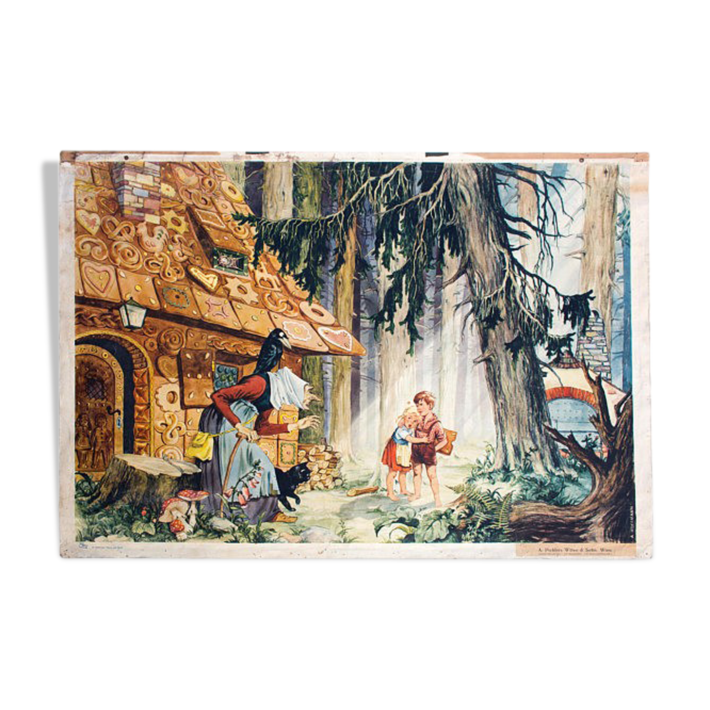 Fairy-tale poster, "Hänsel und Gretl", published by A. Hoffmann, Vienna, 1957
